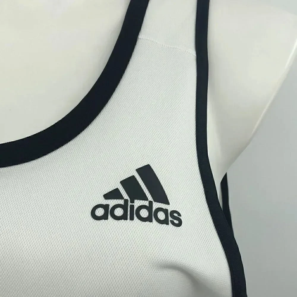 Adidas white with black trim tank
